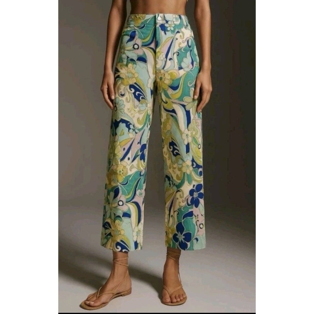 Maeve by Anthropologie The Colette Pants Floral Print Wide Leg 26P PETITE